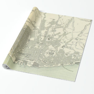 Papel De Presente Vintage Map of Lisbon Portugal (1895)