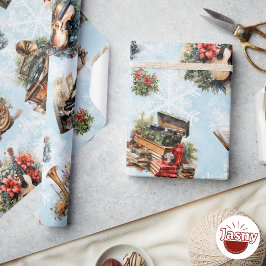 Papel De Presente Vintage Musical Christmas