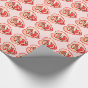 Papel De Presente Vintage Namorados Hearts Cherubs & Doves