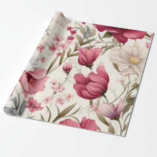 Papel De Presente Vintage natural chic floral Wrapper Paper