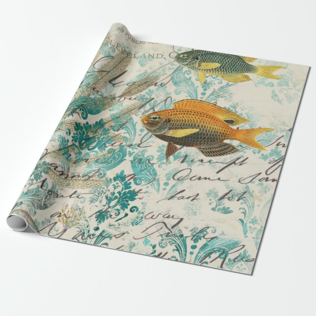 Papel De Presente Vintage náutica (Desenrolado)