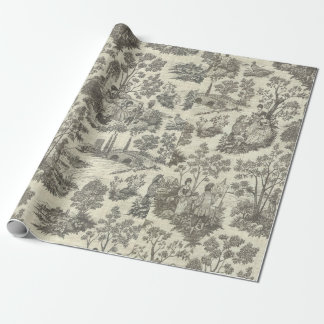 Papel De Presente Vintage negro-branco vitoriano Elegante histórico