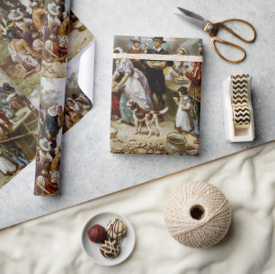 Papel De Presente Vintage O Primeiro Dia de Ação de Graças 1621 Jean