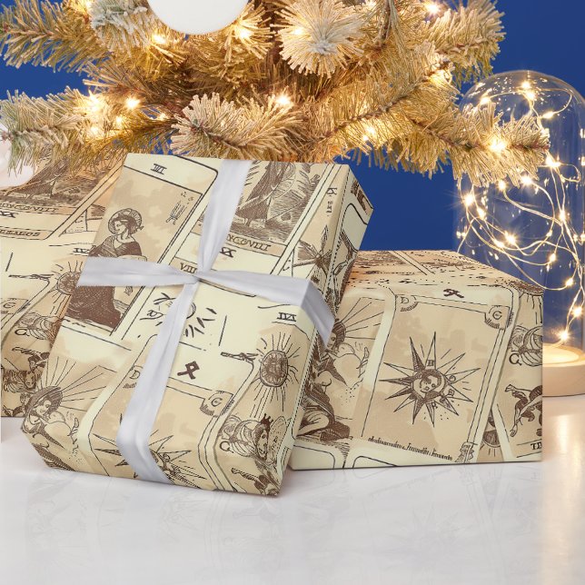 Papel De Presente Vintage - Olhe Sepia Tarot Cards (Feriados)