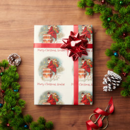 Papel De Presente Vintage Papai Noel Feliz Natal