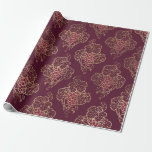 Papel De Presente Vintage Paris Burgundy Red e Dourado Wine temático<br><div class="desc">O tema do vinho tinto burgundy em Paris é embrulhado em papel.</div>