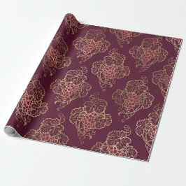 Papel De Presente Vintage Paris Burgundy Vermelho e Dourado tema de 