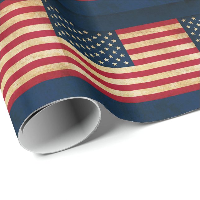 Papel De Presente Vintage Patriotic American Flag (Ponta do rolo)