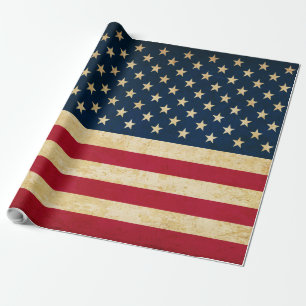 Papel De Presente Vintage Patriotic American Flag