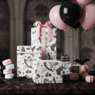 Papel De Presente Vintage Pink Rocking Horse Gothic