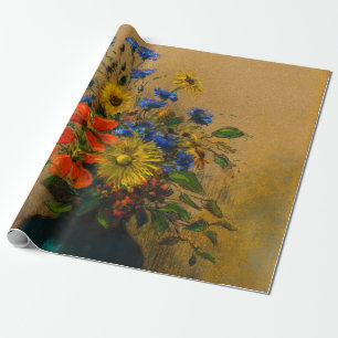 Papel De Presente Vintage pintando flores silvestres