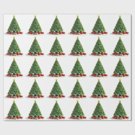 Papel De Presente Vintage Plush Christmas Tree Art