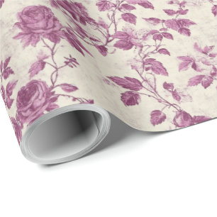 Papel De Presente Vintage Purple Floral