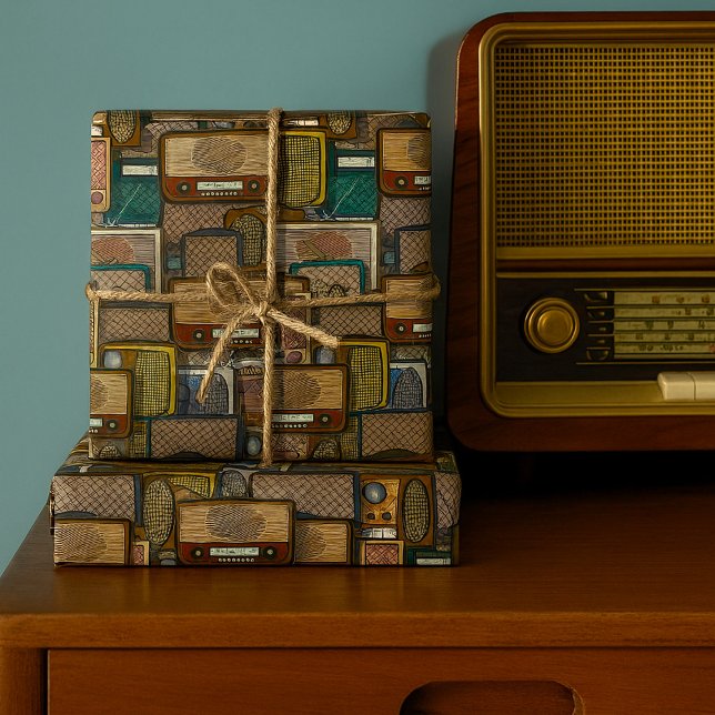 Papel De Presente Vintage Radios (Criador carregado)