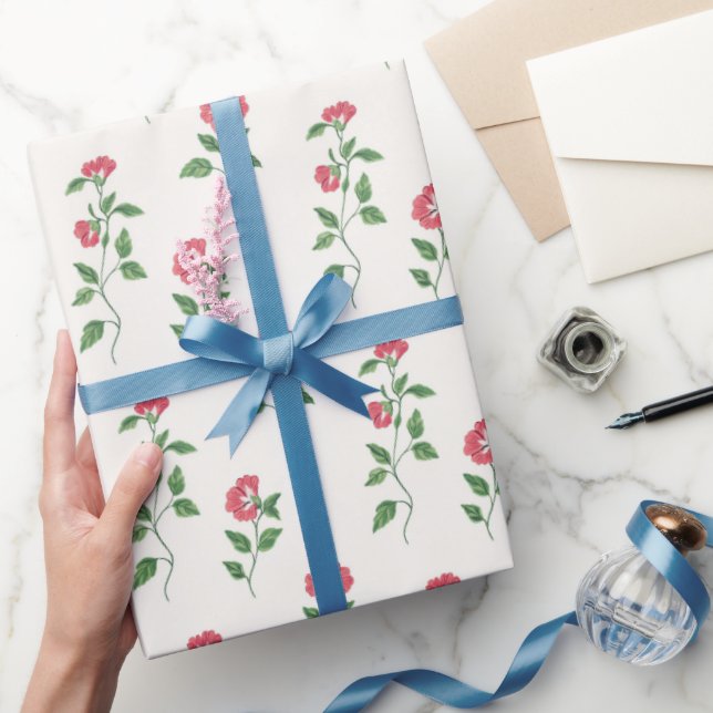 Papel De Presente Vintage Red Blossom (Presentear)