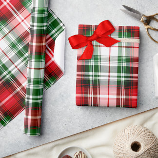 Papel De Presente Vintage Red Green Xadrez Farmhouse Lux Christmas