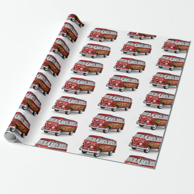 Papel De Presente Vintage Red Truck Natal (Desenrolado)