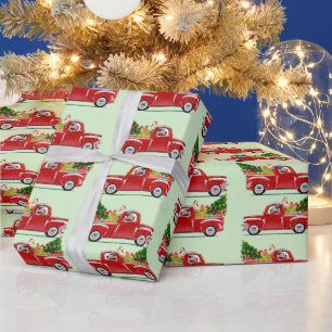 Papel De Presente Vintage Red Ute com árvore de Natal