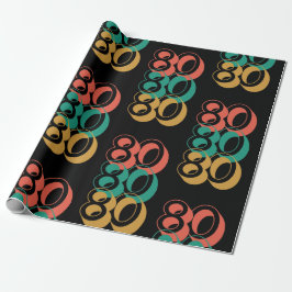 Papel De Presente Vintage Retro 1980 Vermelho Verde Amarelo