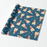 Papel De Presente Vintage Retro Christmas Snowman e Candy Cane<br><div class="desc">Neve natalina</div>