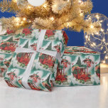 Papel De Presente Vintage Retro Christmas Train<br><div class="desc">Vintage Retro Natal Train Holiday Wrapping Paper.</div>