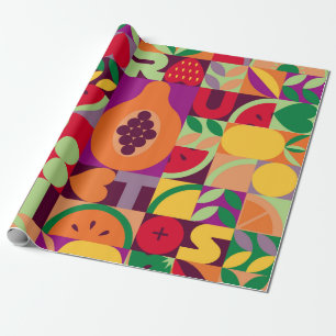Papel De Presente Vintage retro fruta vintage padrão perfeito. Abst