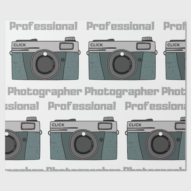 Papel De Presente Vintage Retro Professional Photographer Camera (Aberto)