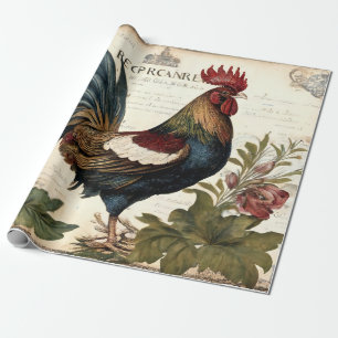 Papel De Presente Vintage Rooster