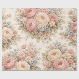 Papel De Presente Vintage Rose Floral Pattern | Elegant Pastel 