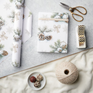Papel De Presente Vintage Rustic Christmas Pine cones