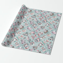 Papel De Presente Vintage Santa & Candy Cane Holiday