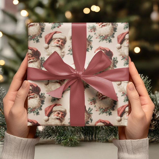 Papel De Presente Vintage Santa Claus (Criador carregado)