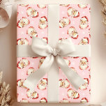 Papel De Presente Vintage Santa Claus Face Watercolor<br><div class="desc">Enrole seus presentes em alegria festiva com nosso papel de moldagem de aquarela rosa Vintage Santa Claus! Este charmoso design apresenta ilustrações nostálgicas de aquarela de Papai Noel em um fundo vibrante, enfeitado com flocos de neve delicados. Perfeito para adicionar um toque de charme de vintage aos presentes de férias,...</div>