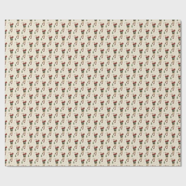 Papel De Presente Vintage Santa Golf Wrapping Paper (Aberto)