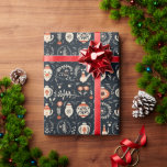 Papel De Presente Vintage Scandinavian Christmas FolArt<br><div class="desc">Vintage,  Escandinávia,  vendedores de arte folclórica,  pinheiro,  árvores,  papel de enrolar</div>