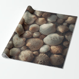 Papel De Presente Vintage Seashells Beach Coastal Christmas 