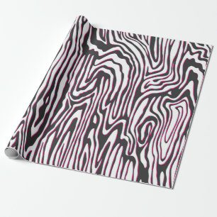 Papel De Presente Vintage sem costura - wav preto, branco e rosa