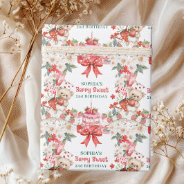 Papel De Presente Vintage Strawberry Berry Sweet 2nd Birthday