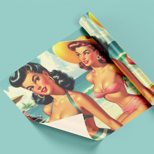 Papel De Presente Vintage Summer Beach Pin Ups