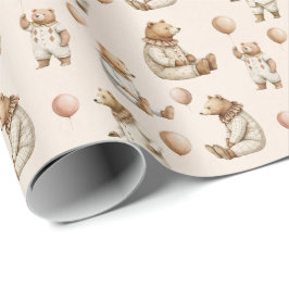 Papel De Presente Vintage teddy bears and balloons