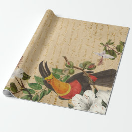 Papel De Presente Vintage Toucan e Tropical Flower