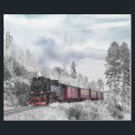 Papel De Presente Vintage Train Winter Christmas Cena<br><div class="desc">Papel embrulhando com uma fotografia de uma paisagem de inverno nevada com pinheiros cobertos de neve. Um trem vermelho,  dourado e preto à moda antiga,  viajando pela natureza selvagem. Conjuga os pensamentos de voltar para casa no Natal.</div>