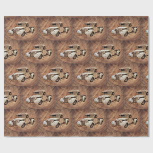 Papel De Presente Vintage Truck Rustic Wood