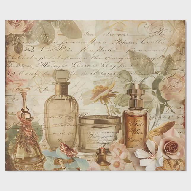 Papel De Presente Vintage Victorian Perfume Decoupage (Aberto)