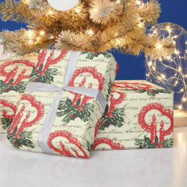 Papel De Presente Vintage Victorian Red Christmas Holly Candle