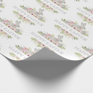Papel De Presente Vintage Watercolor Easter Bunny Easter Ovos Floral