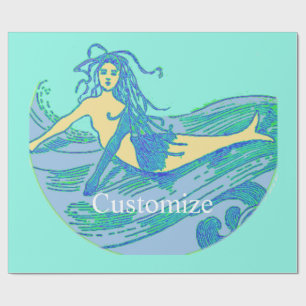 Papel De Presente Vintage Waverding Mermaid Thunder_Cove