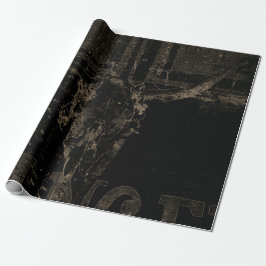 Papel De Presente Vintage Western Bull Crânio Negro Distinto