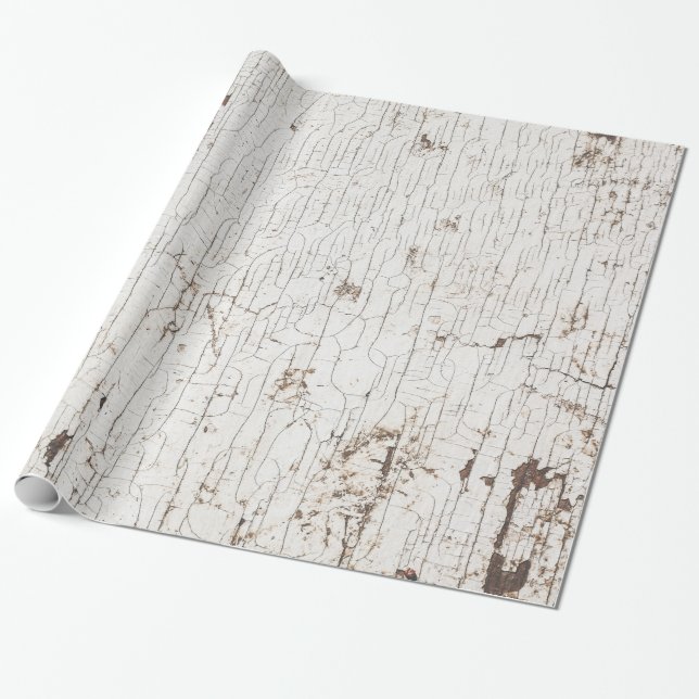 Papel De Presente Vintage White Painted Wood (Desenrolado)