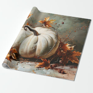 Papel De Presente Vintage White Pumpkin Painting Decoupage